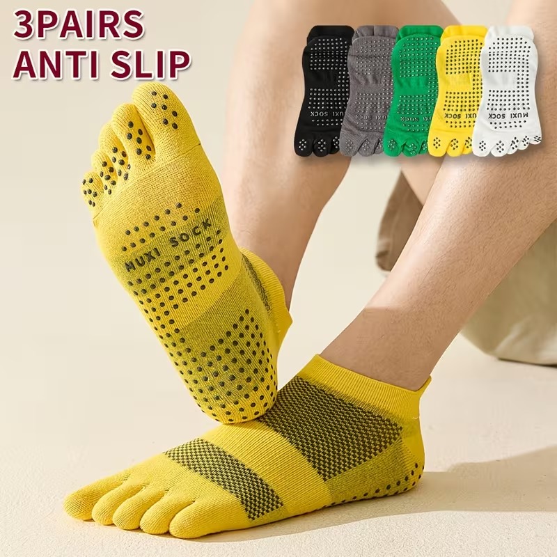 Men's 3-Pair Toe Socks Anti-Sl - Grip Sock Yoga 评论和价格