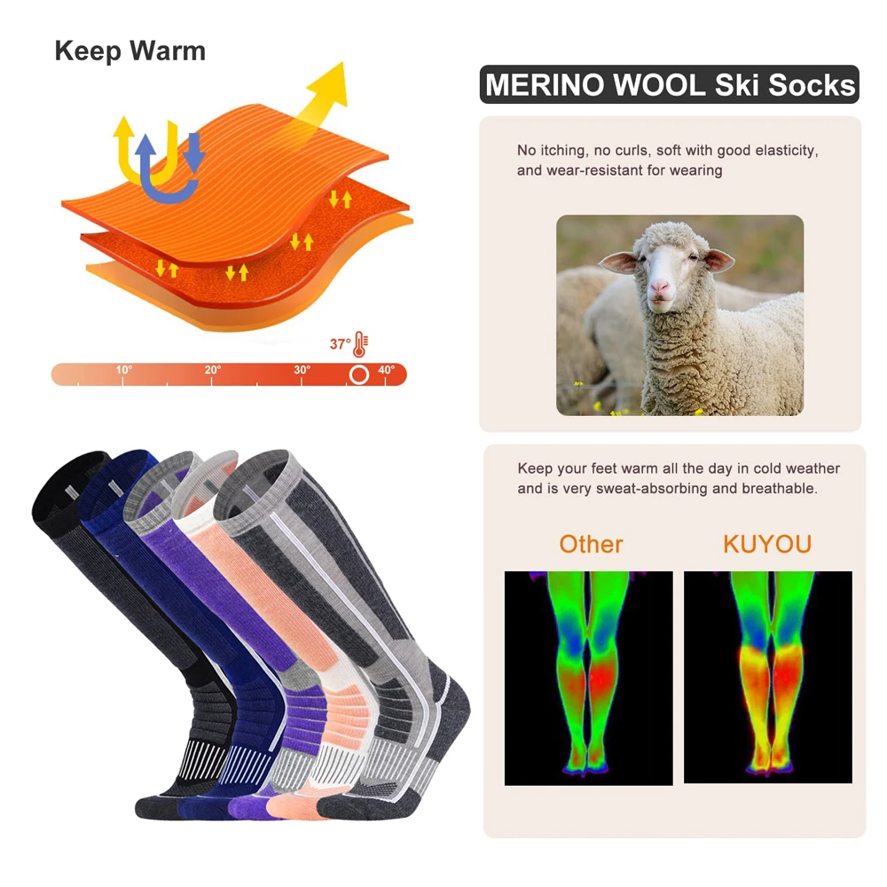 1 Pair Merino Wool Thermal Soc - Wool Hiking Sock 评论和价格