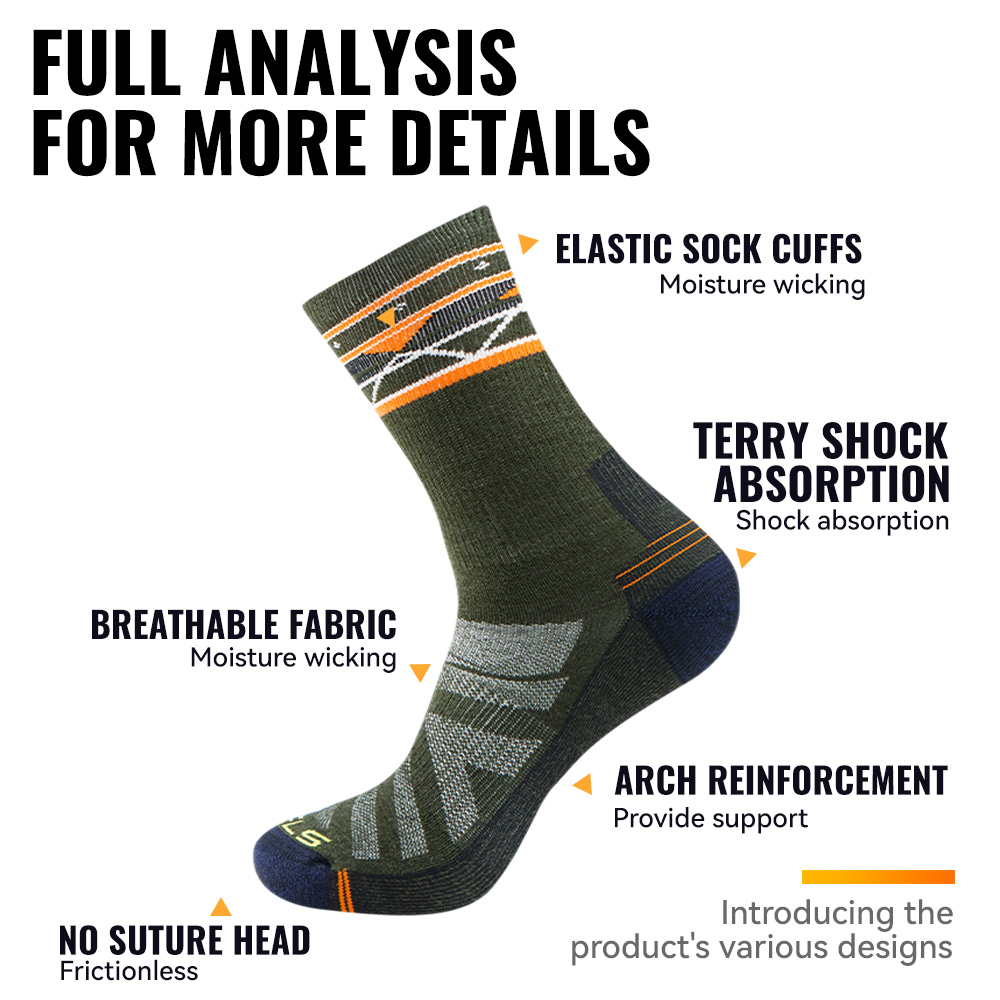 WRELS 1/2/3 Pairs Merino Wool  - Wool Hiking Sock 评论和价格